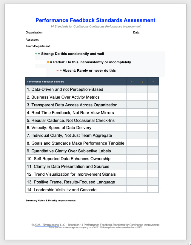 Click here to download a Performance Management Feedback Checklist