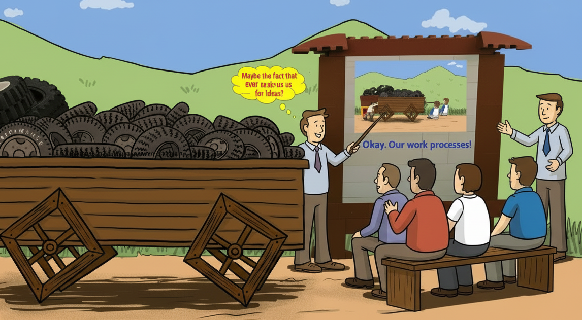 Asking for ideas for improvement is an easy thing to accomplish using Square Wheels metaphors