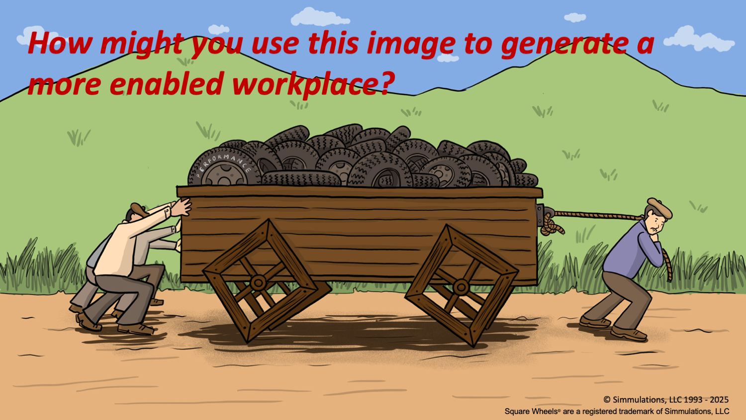 Square Wheels One and the question, "How might you use this image to generate a more enabled workplace?"