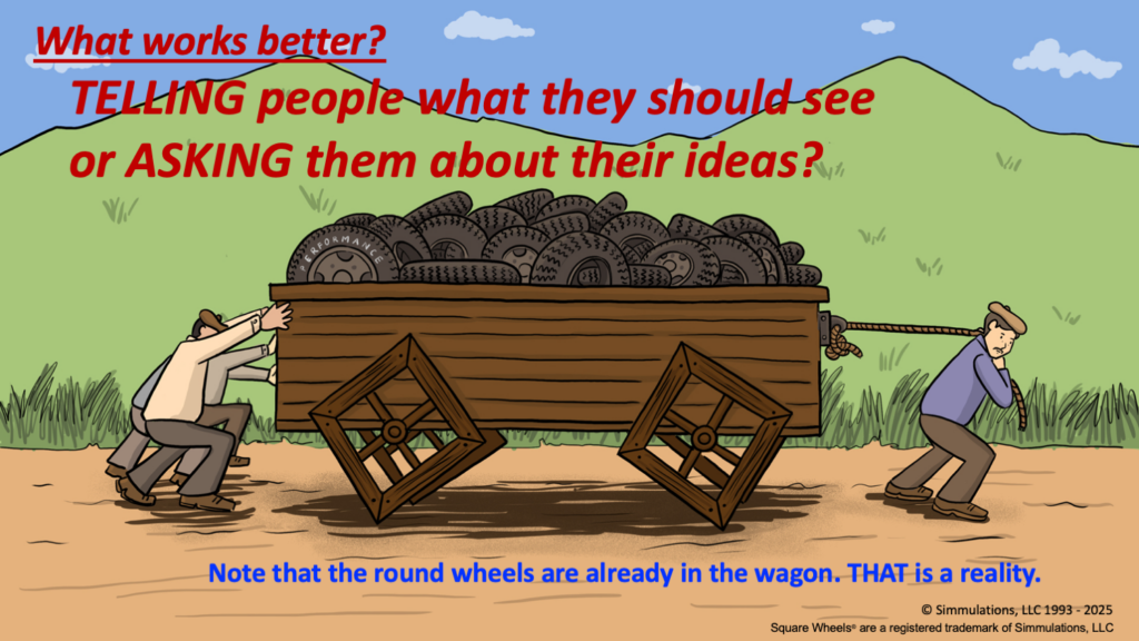 Using Square Wheels One - ASKING is better than telling