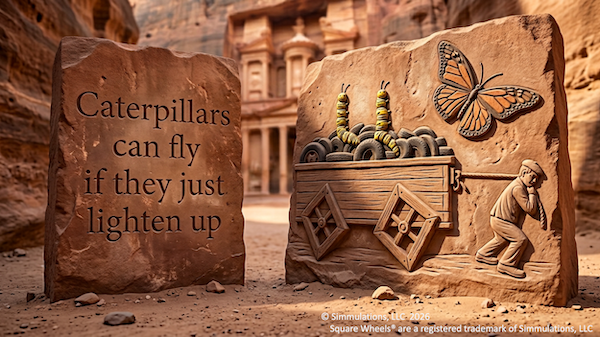 A Stone about caterpillars flying set in Petra, Jordan