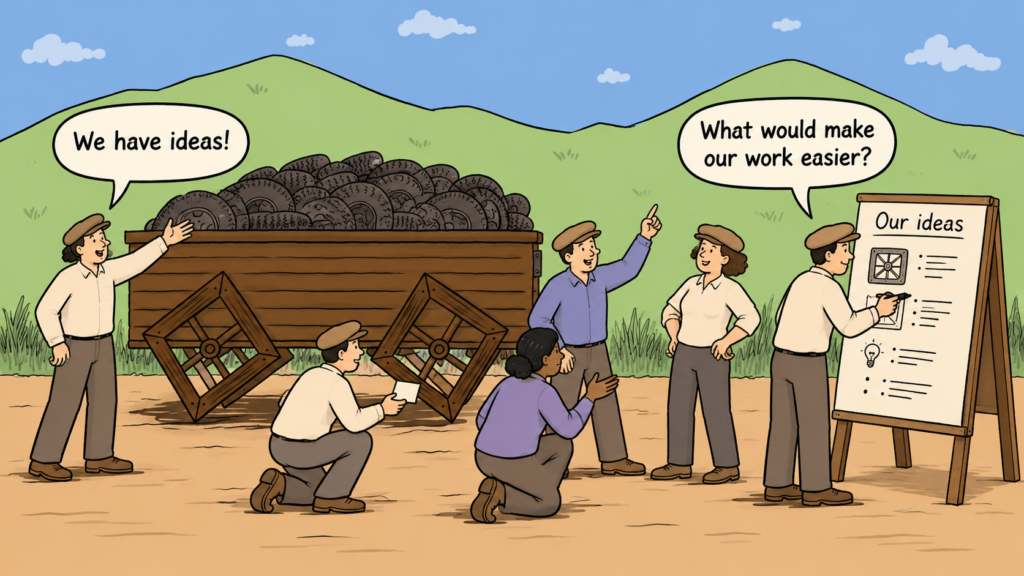 ASKING for ideas is a powerful way to involve and engage people in the workplace to generate ideas for improvement