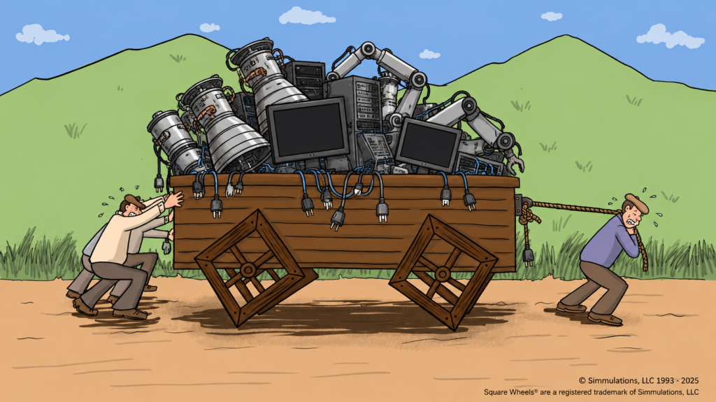 Square Wheels One with more technology that cannot be used and that increases the load